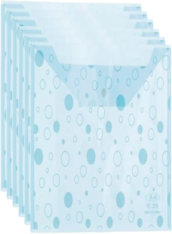 3A FC209-18W Plastic Paper Binder 18 Micron 25 * 35 cm With Clips 6 Pieces - Blue